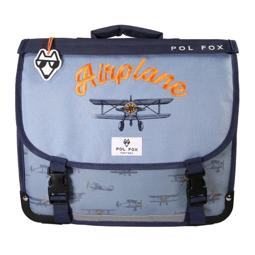 Cartable 35 cm Airplane- 2 compartiments- bleu- Pol Fox