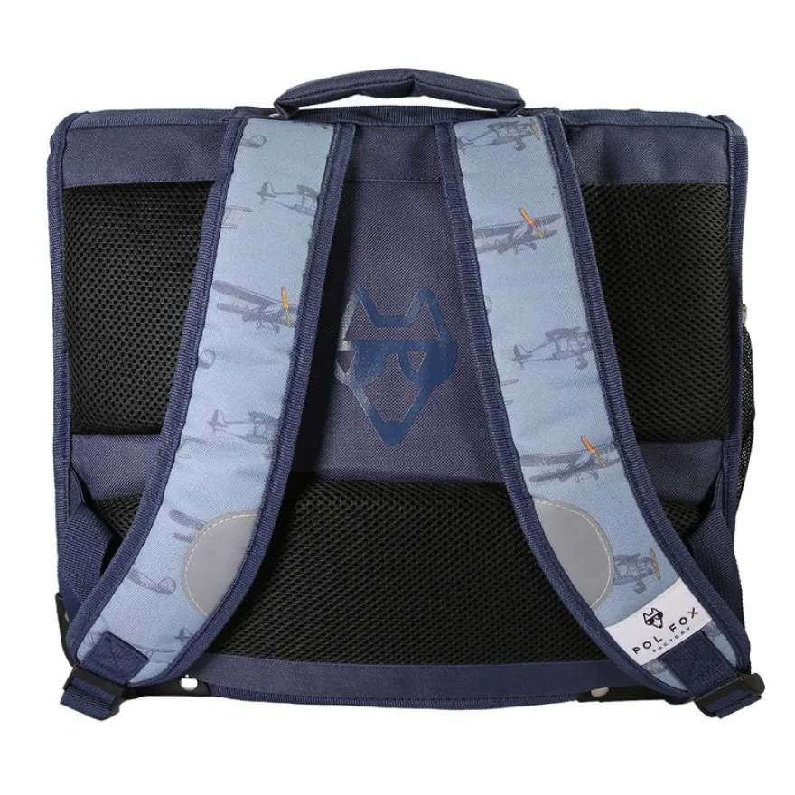 Cartable 35 cm Airplane- 2 compartiments- bleu- Pol Fox