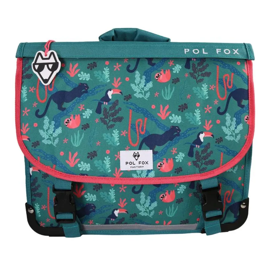 Cartable 38 cm Jungle- 2 compartiments- vert- Pol Fox