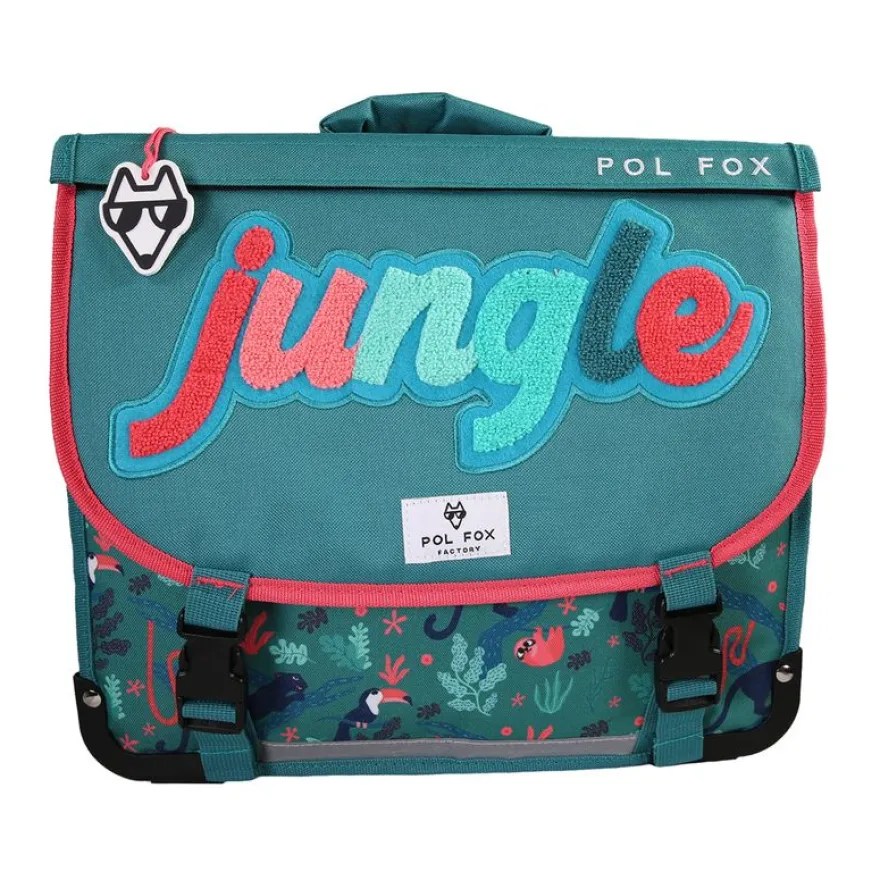 Cartable 38 cm Jungle- 2 compartiments- vert- Pol Fox