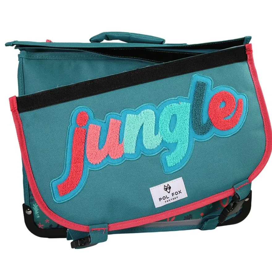Cartable 38 cm Jungle- 2 compartiments- vert- Pol Fox