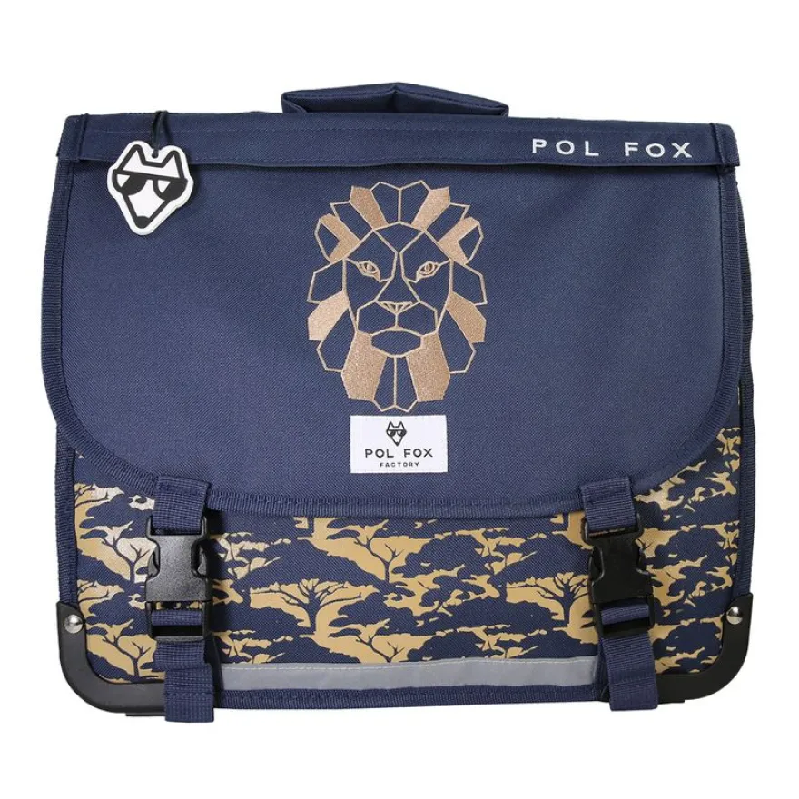 Cartable 38 cm Lion- 2 compartiments- marine- Pol Fox