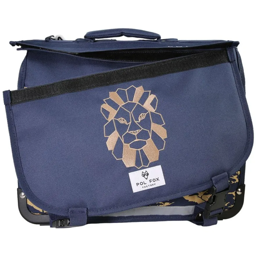 Cartable 38 cm Lion- 2 compartiments- marine- Pol Fox