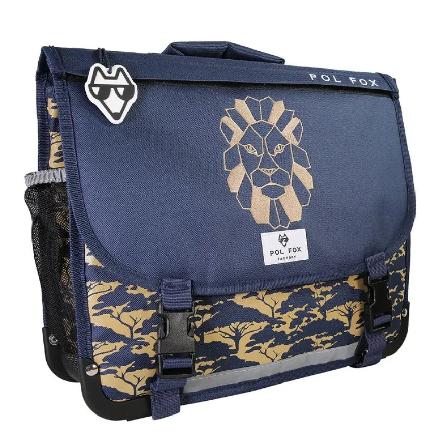 Cartable 38 cm Lion- 2 compartiments- marine- Pol Fox