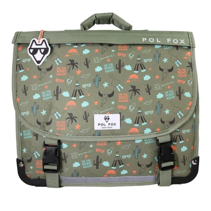 Cartable 38 cm Road Trip- 2 compartiments- vert- Pol Fox