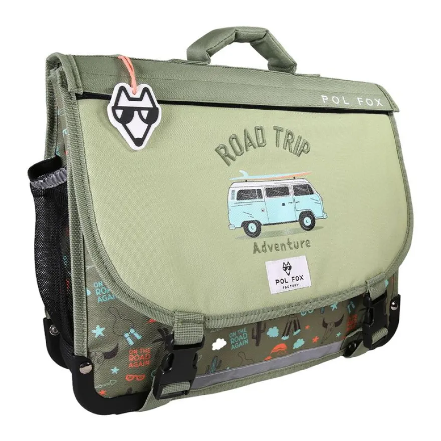 Cartable 35 cm Road Trip- 2 compartiments- vert- Pol Fox