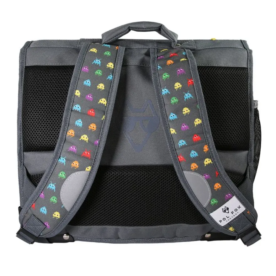Cartable 38 cm Space Invader- 2 compartiments- gris- Pol Fox