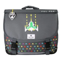 Cartable 38 cm Space Invader- 2 compartiments- gris- Pol Fox