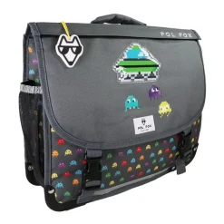 Cartable 38 cm Space Invader- 2 compartiments- gris- Pol Fox