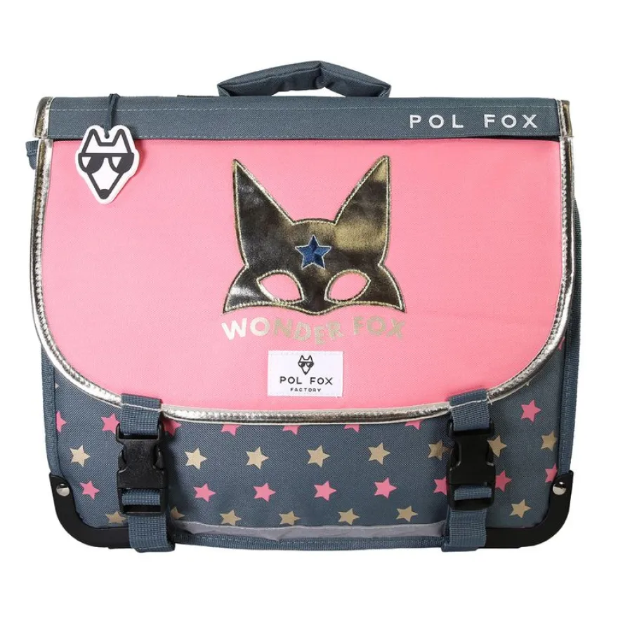 Cartable 35 cm Wonder Fox- 2 compartiments- gris- Pol Fox