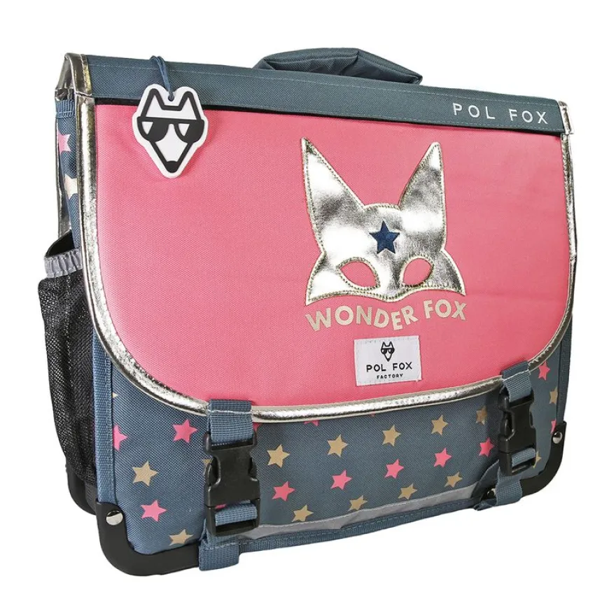 Cartable 35 cm Wonder Fox- 2 compartiments- gris- Pol Fox