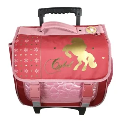 Cartable à roulettes Cybel - 2 compartiments - rose - Bagtrotter