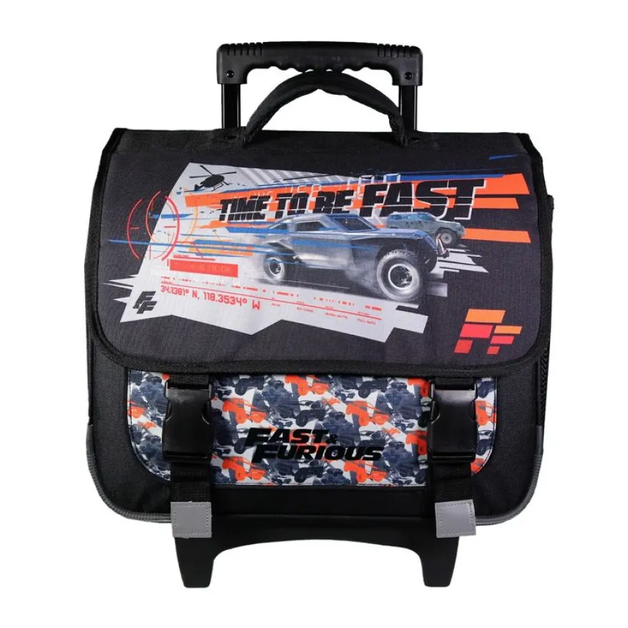 Cartable à roulettes Fast and Furious - 2 compartiments - noir - Bagtrotter