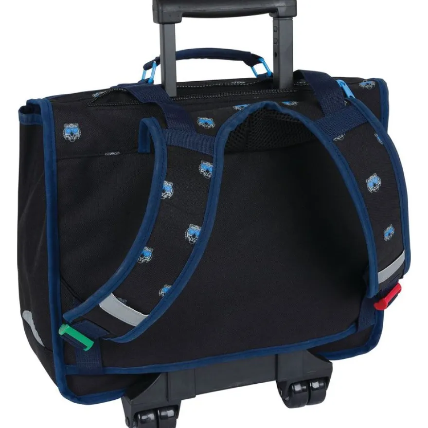 Cartable à roulettes Kickers Boy - 38 cm - 2 compartiments - noir et gris chine - Oberthur