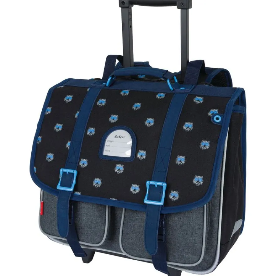 Cartable à roulettes Kickers Boy - 38 cm - 2 compartiments - noir et gris chine - Oberthur