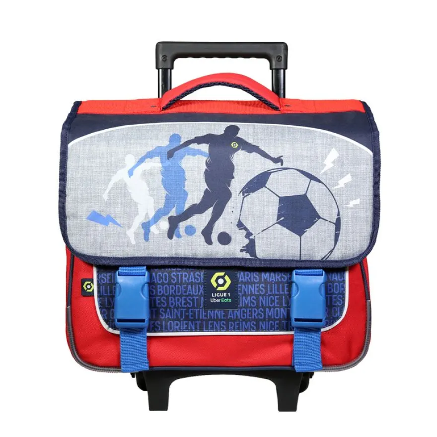 Cartable à roulettes Ligue 1 38 cm - 2 compartiments - gris - Bagtrotter