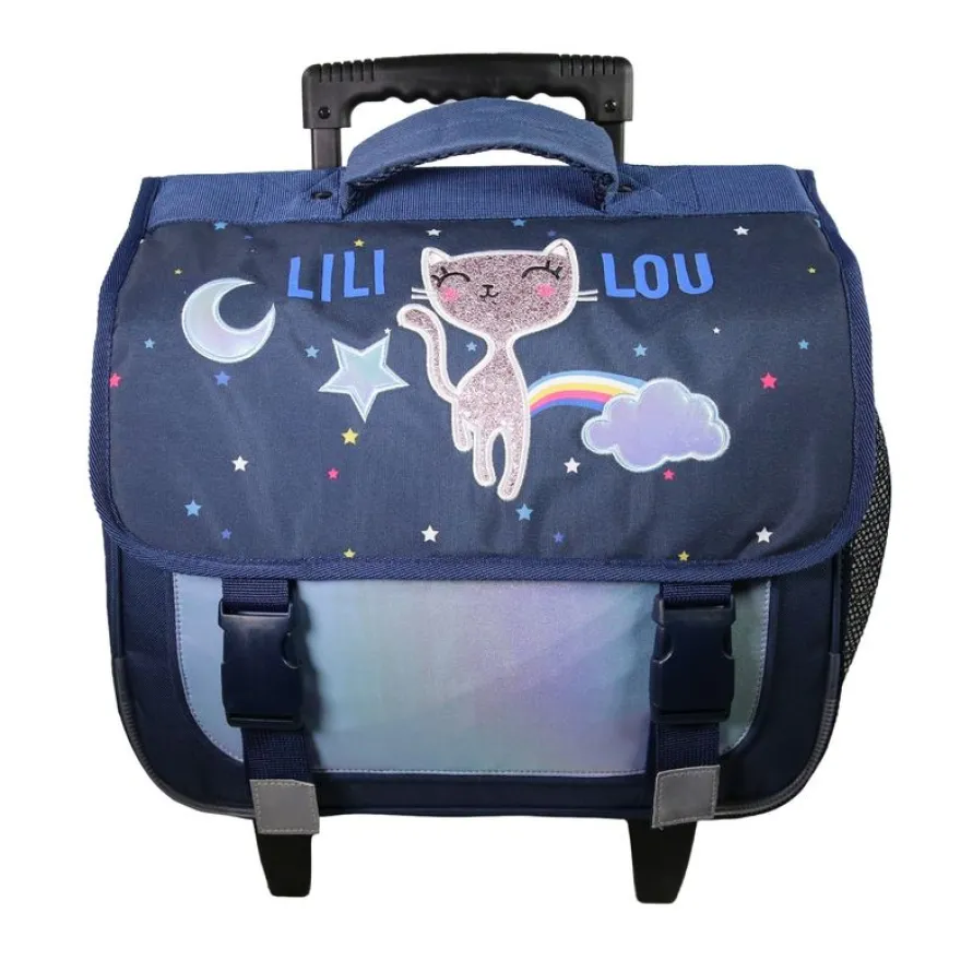 Cartable à roulettes Lili Lou - 2 compartiments - bleu - Bagtrotter