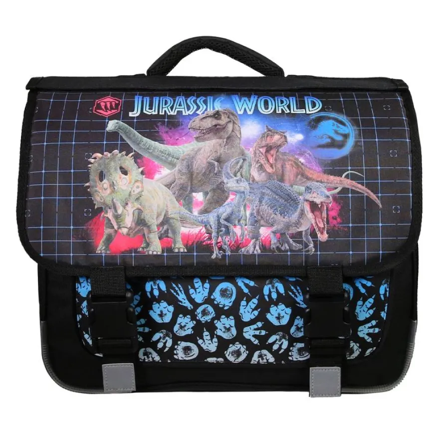 Cartable avec rabat réversible Jurassic World - 2 compartiments - noir - Bagtrotter