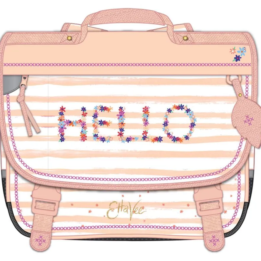 Cartable EttaVee Hello 38 cm - 1 compartiment - rose clair - Kid'Abord