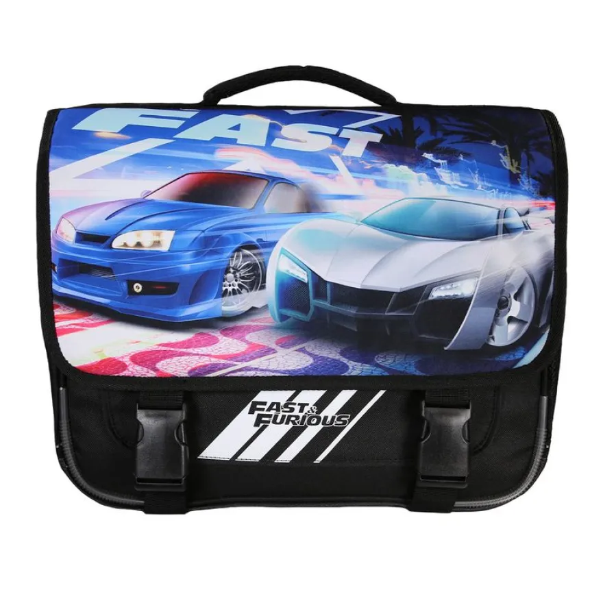 Cartable Fast and Furious - 38cm - 2 compartiments - noir - Bagtrotter