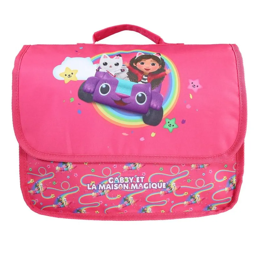 Cartable Gabby et la maison magique - 32cm - 1 compartiment - rose - Bagtrotter
