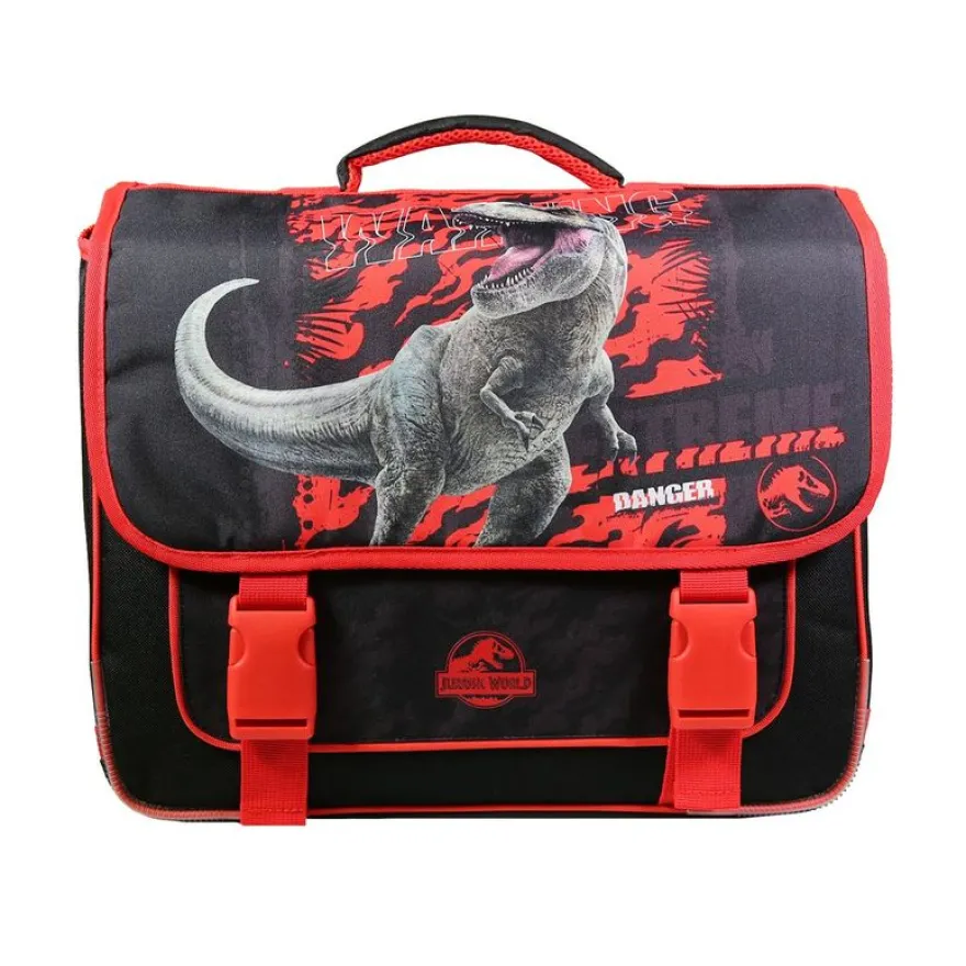 Cartable Jurassic World 38 cm - 2 compartiments - rouge - Bagtrotter