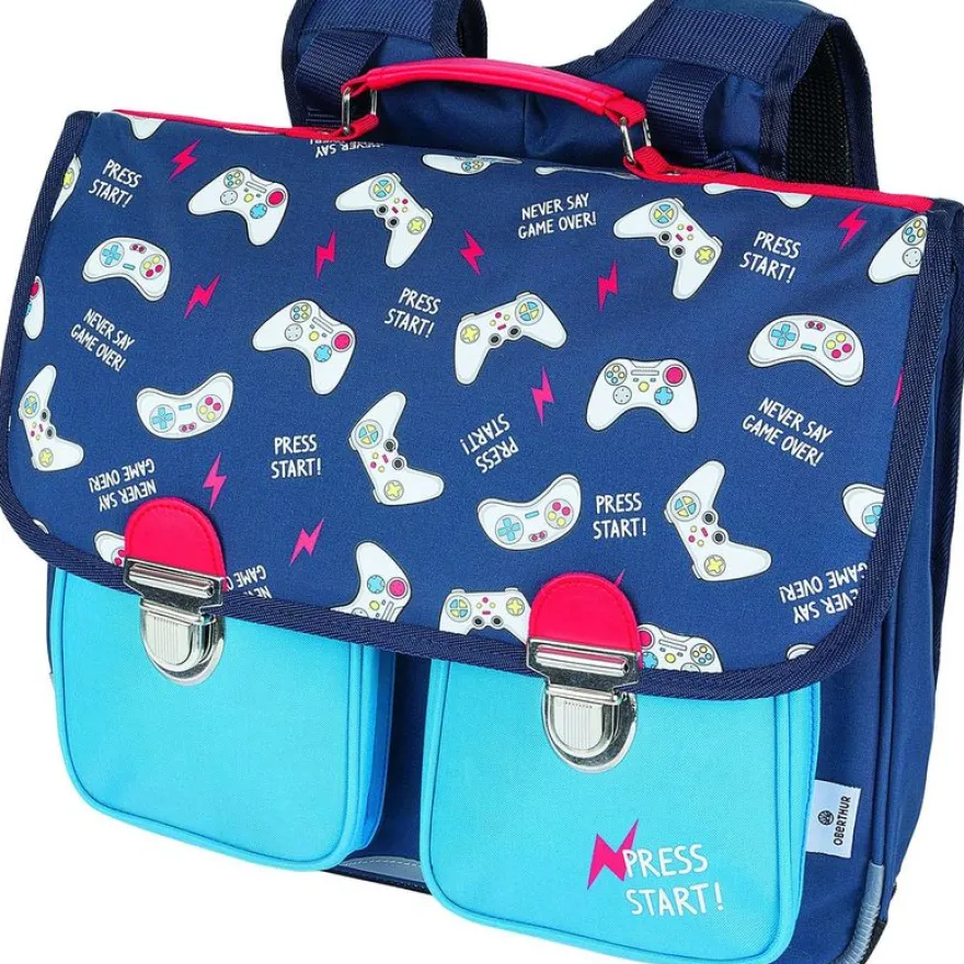 Cartable Les Scolaires Garçon - 38 cm - 2 compartiments - marine et bleu - Oberthur