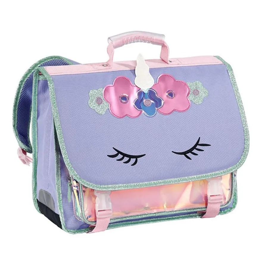 Cartable Licorne - 38 cm - 2 compartiments - lavande - Viquel