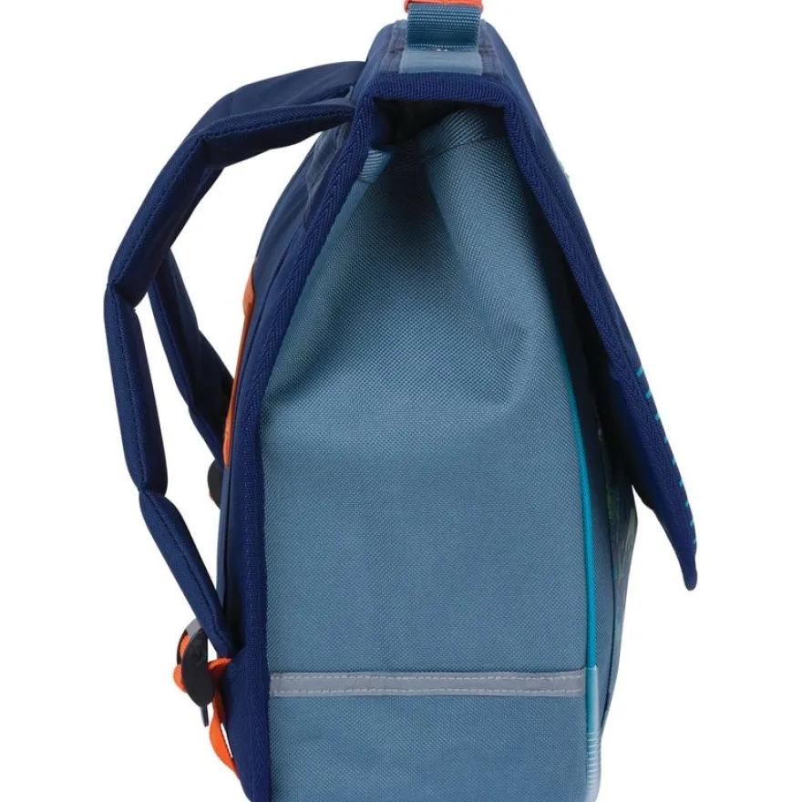 Cartable maternelle Dino - 35 cm - 1 compartiment - bleu et gris - Oberthur