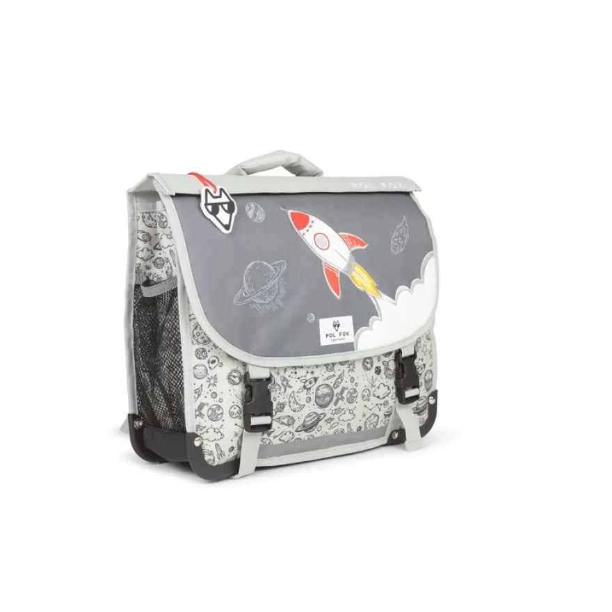 Cartable maternelle réversible Rocket - 35 cm - 1 compartiment - gris - Pol Fox