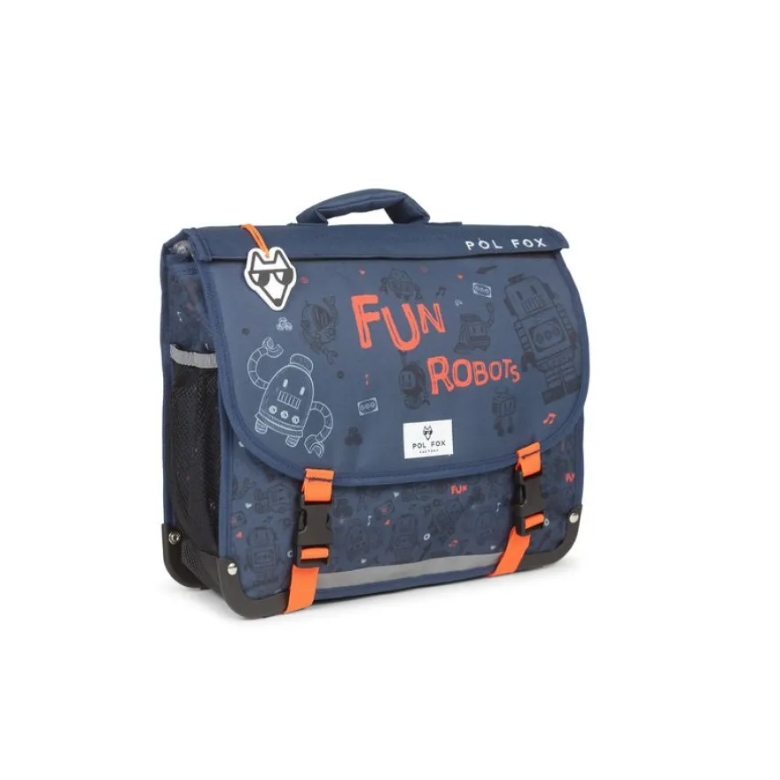 Cartable maternelle réversible Robot - 35 cm - 1 compartiment - bleu - Pol Fox