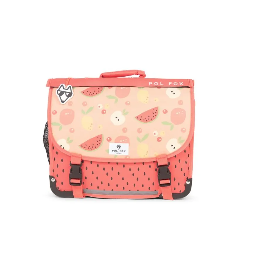 Cartable maternelle réversible Tutti Frutti - 35 cm - 1 compartiment - rouge - Pol Fox