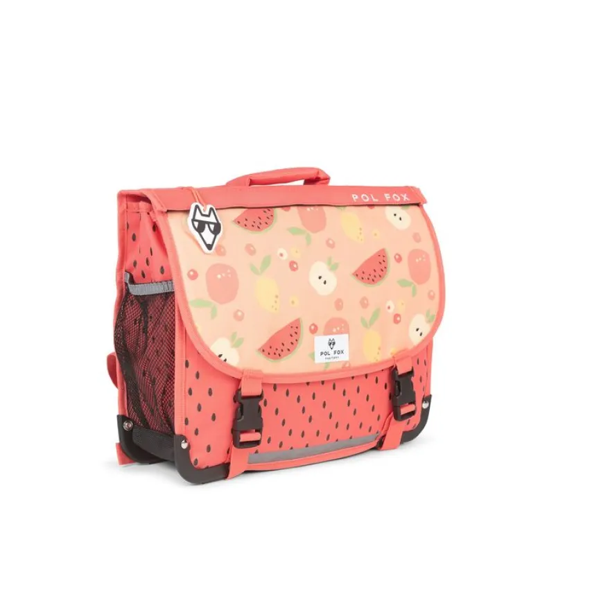 Cartable maternelle réversible Tutti Frutti - 35 cm - 1 compartiment - rouge - Pol Fox