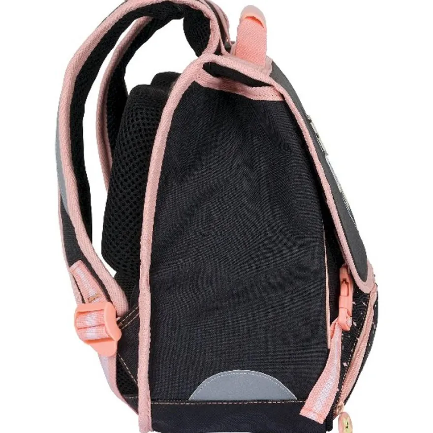 Cartable Mr Wonderful 38 cm - 2 compartiments - gris chiné et corail - Oberthur