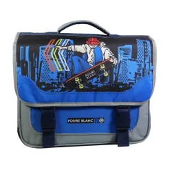 Cartable Poivre Blanc skate 38 cm - 2 compartiments - bleu - Bagtrotter