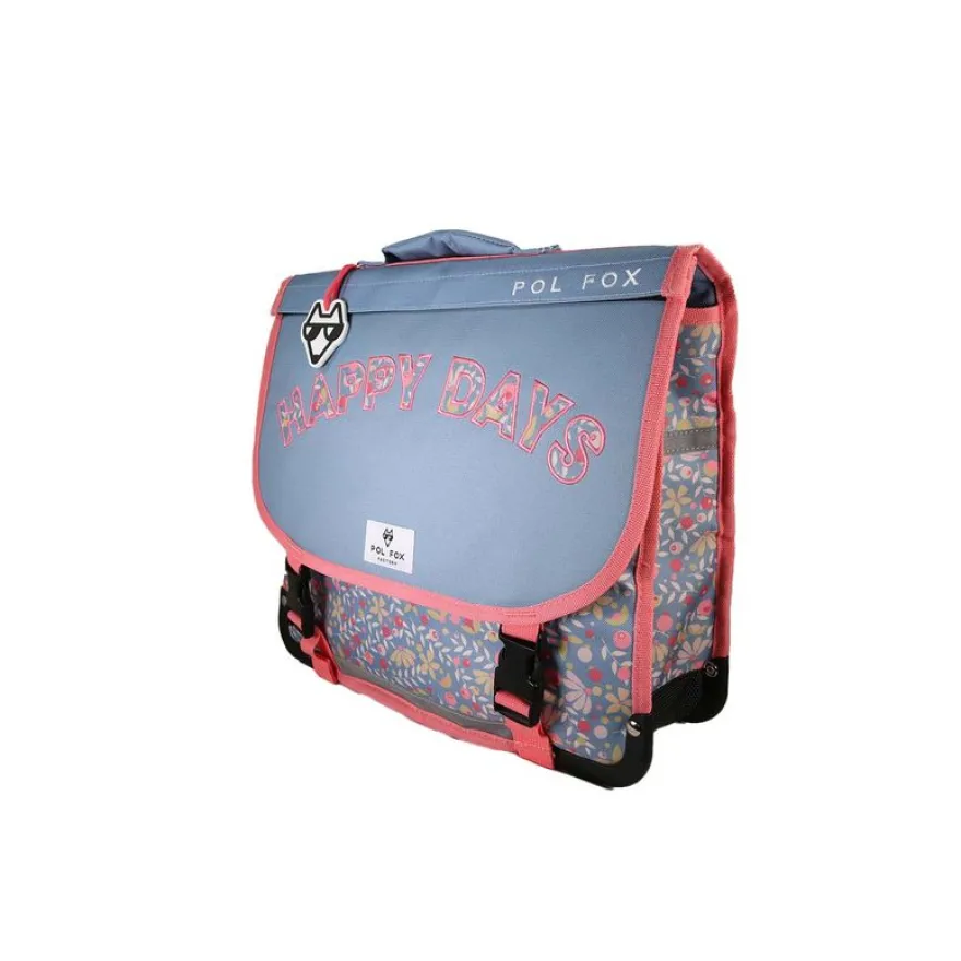 Cartable réversible 38 cm Happy Jean - 2 compartiments - Bleu - Pol Fox