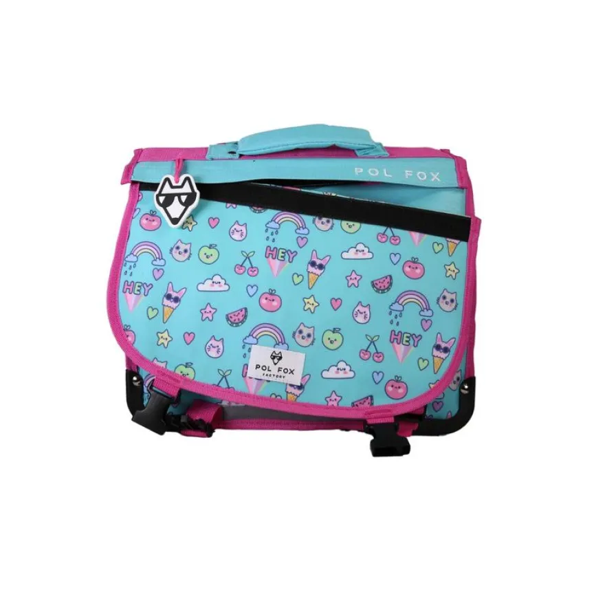 Cartable réversible 38 cm Kawai - 2 compartiments - Bleu - Pol Fox