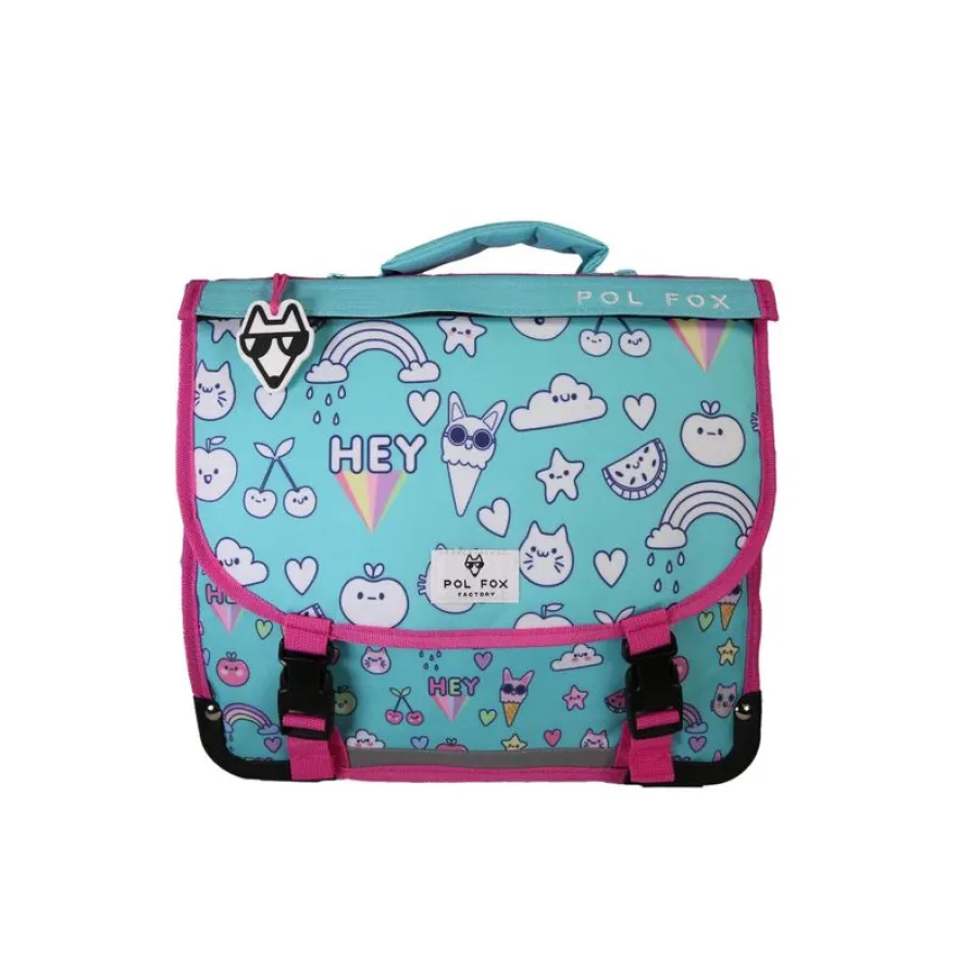 Cartable réversible 38 cm Kawai - 2 compartiments - Bleu - Pol Fox