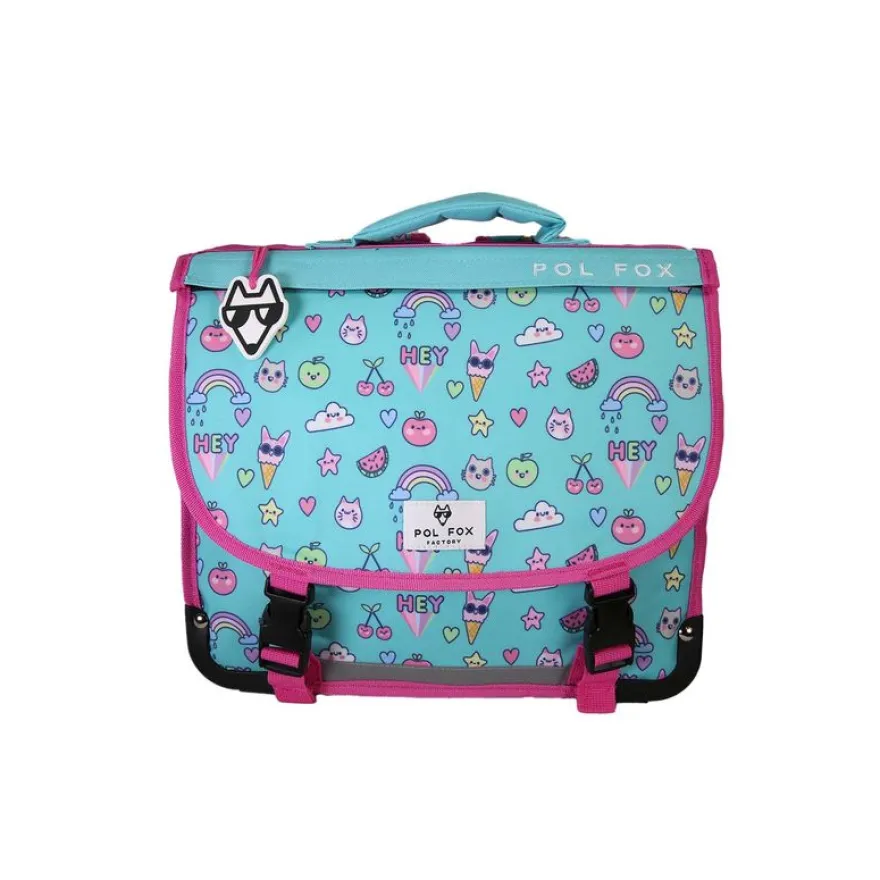 Cartable réversible 35 cm Kawai - 1 compartiment - Bleu - Pol Fox