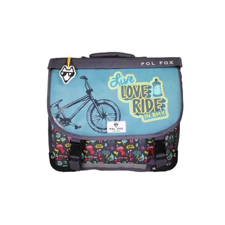 Cartable réversible 38 cm Rider - 2 compartiments - Vert - Pol Fox