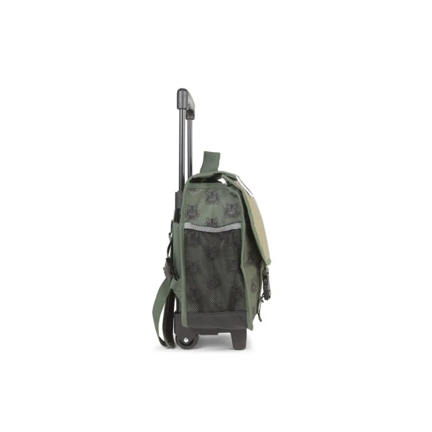 Cartable réversible à roulettes Tiger - 38 cm - 2 compartiments - vert - Pol Fox