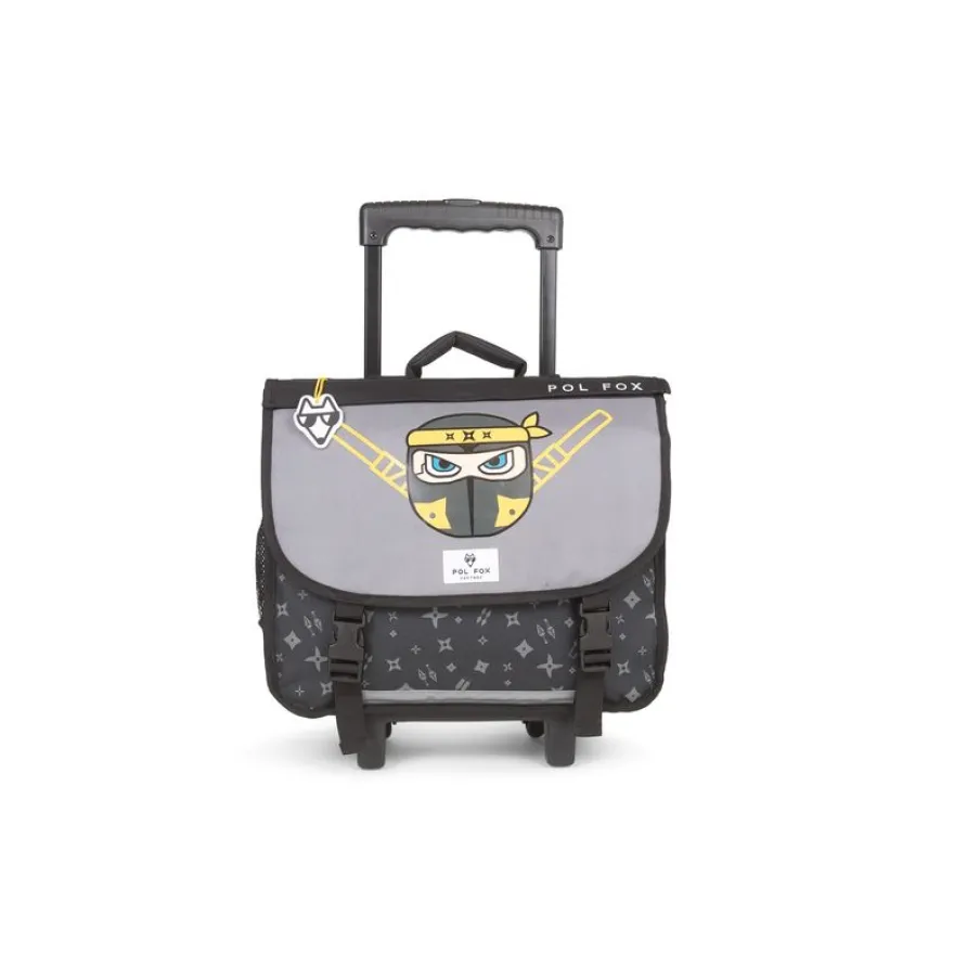 Cartable réversible à roulettes Ninja - 38 cm - 2 compartiments - gris - Pol Fox