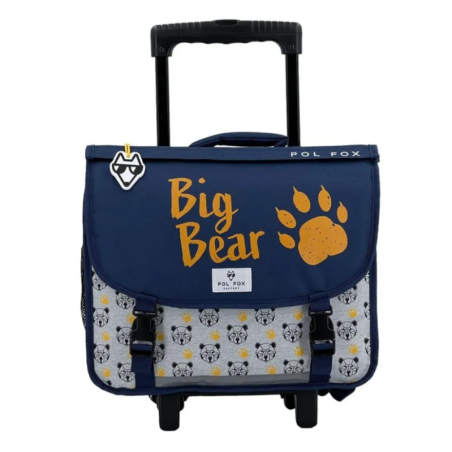 Cartable réversible à roulettes Bear 38 cm - 2 compartiments - ourson - Pol Fox