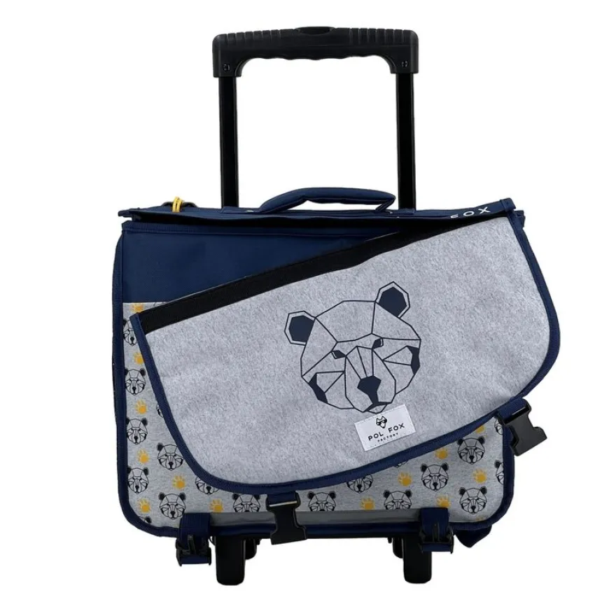 Cartable réversible à roulettes Bear 38 cm - 2 compartiments - ourson - Pol Fox