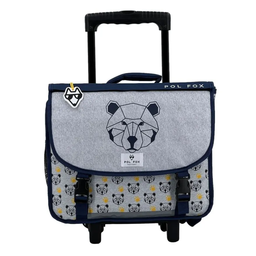 Cartable réversible à roulettes Bear 38 cm - 2 compartiments - ourson - Pol Fox