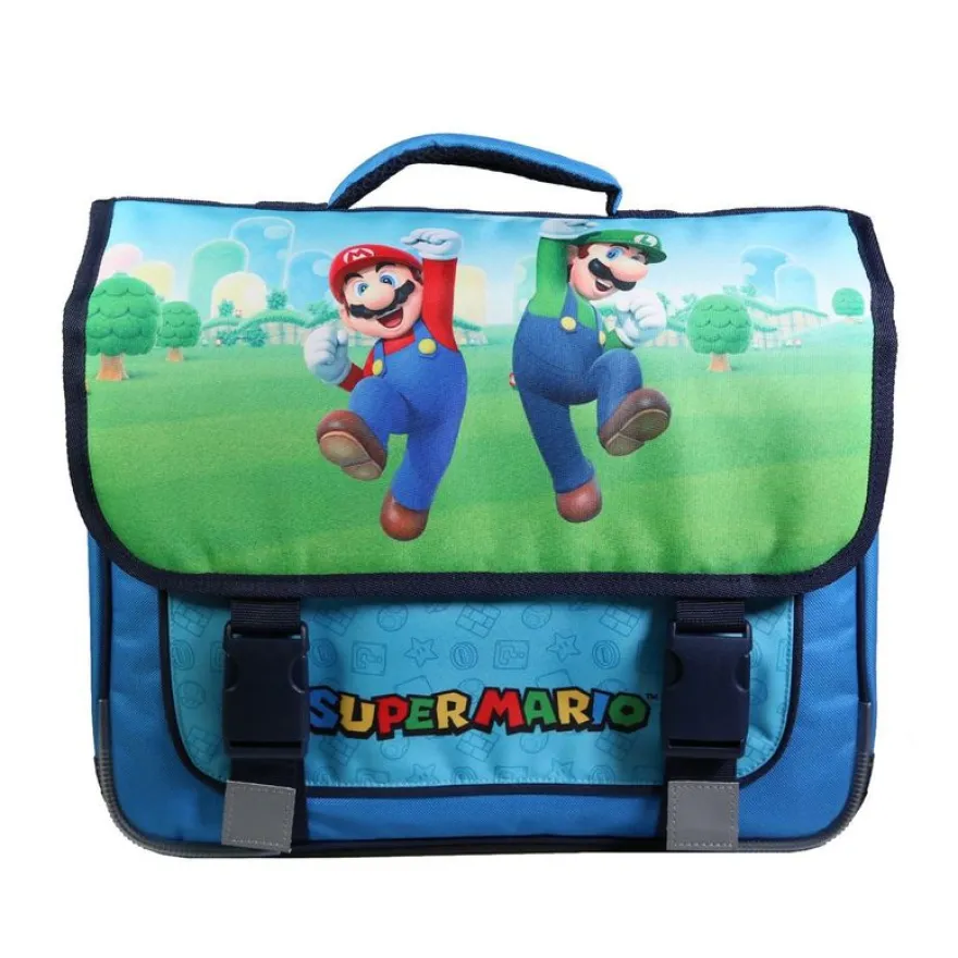 Cartable Super Mario 38 cm - 2 compartiments - bleu - Bagtrotter