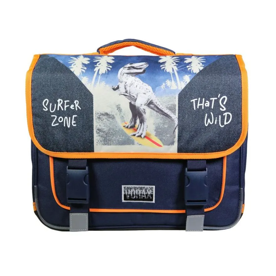 Cartable Vorax Dinosaure 38 cm - 2 compartiments - bleu - Bagtrotter