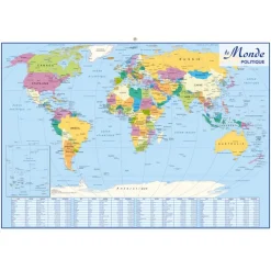 Carte muette Europe Monde - 98 x 138 cm - Bouchut