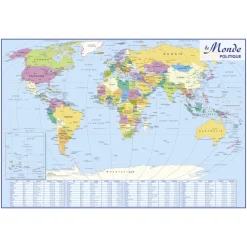 Carte muette Europe Monde - 98 x 138 cm - Bouchut