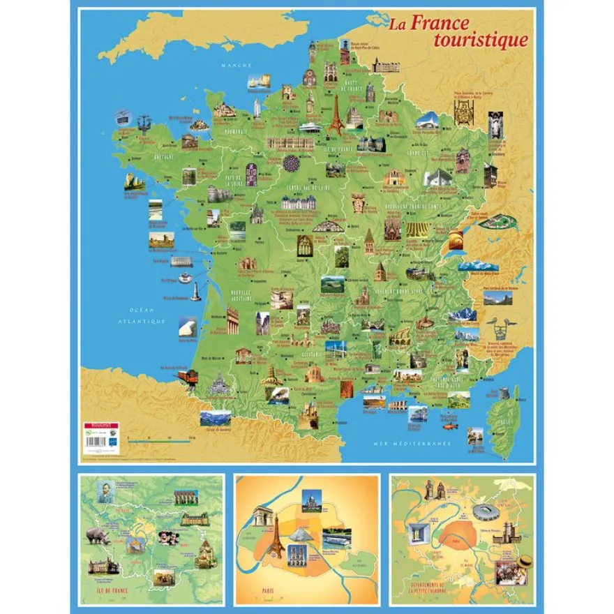 Carte muette Tourisme - 66 x 84,5 cm - Bouchut